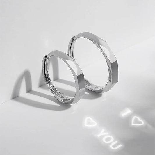 Light Sculpted “I Love You” Ring For Couples – Set Of 2